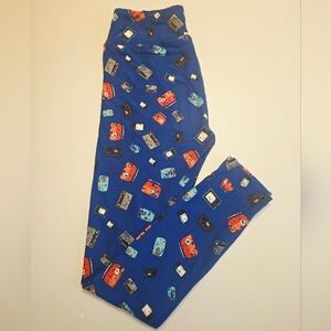 LuLaRoe Royal Blue Retro Radio Cassette Print Leggings Womens One Size